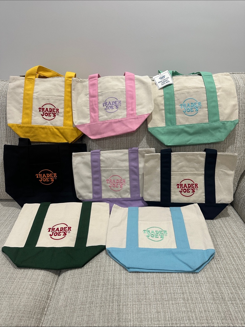 Trader Joe's Mini Tote Bag - Multiple Color Options Set of 8